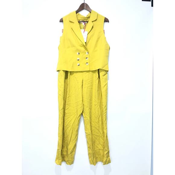 Free People Womens Gabbie Vest Suit Set Yellow Size 14 $308 - Picture 5 of 15